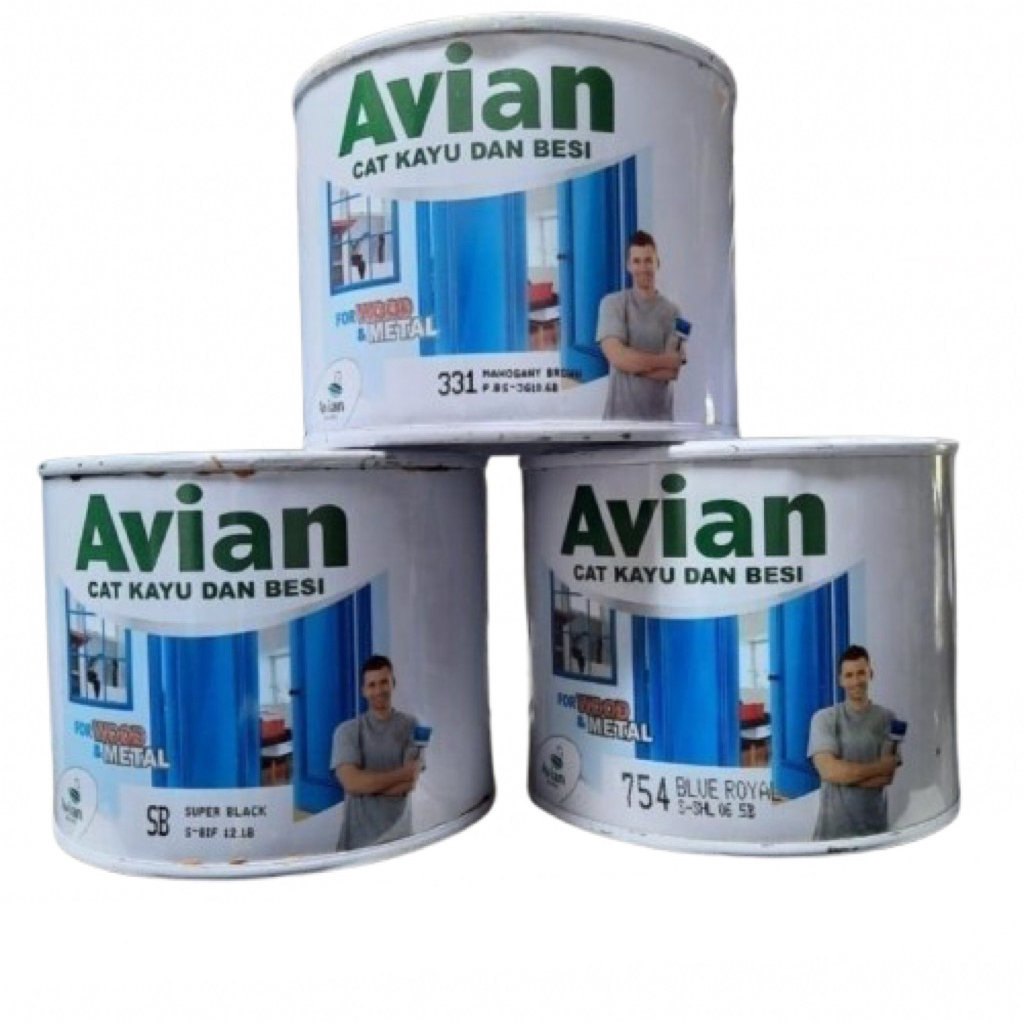 CAT BESI DAN KAYU AVIAN 500 cc AVIAN SYNTHETIC HIGH GLOSS EMANEL KEMASAN 1/2 KG CAT DASAR MENI 5 KG