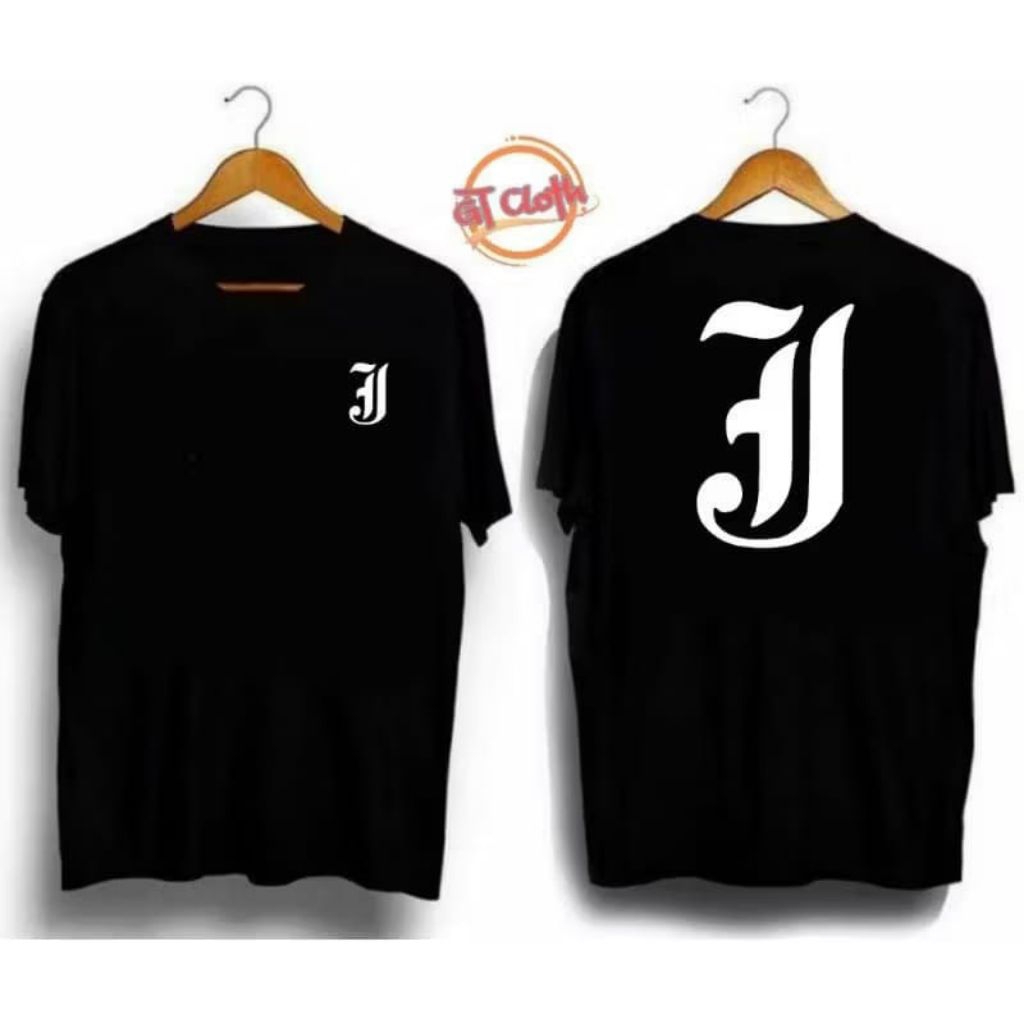 KAOS DISTRO INISIAL HURUF J GOTHIC BAHAN COTTON COMBED 30S