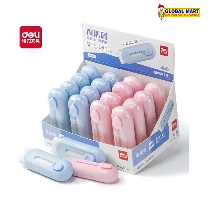 

Penghapus Pensil Otomatis Deli VP100 Bentuk Cutter Lucu Warna Pastel