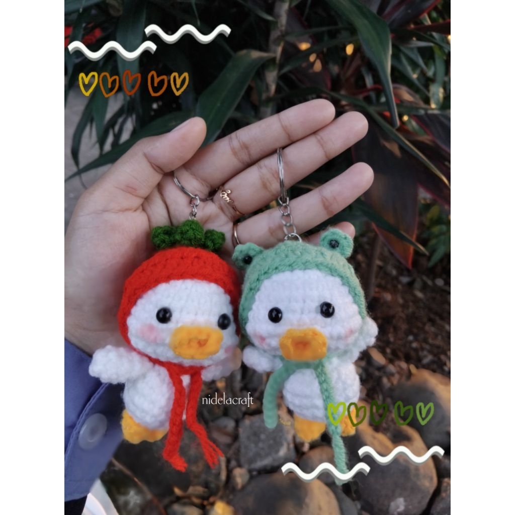 Gantungan Bebek rajut handamde | bebek rajut topi