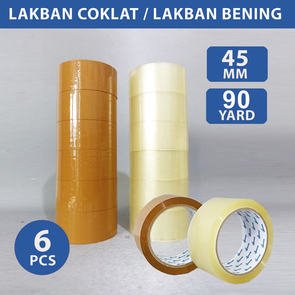 

1slop Lakban SM Online Isi 6pcs 45mm Isolasi Tape 90 yard Super Nempel Harga Ekonomis
