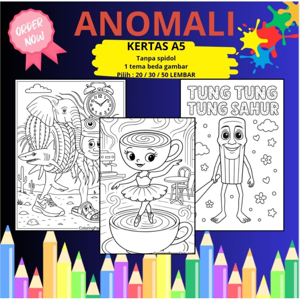 

[Whispers] Kertas mewarnai ANOMALI 20 / 30 / 50 lembar (A5) + SPIDOL