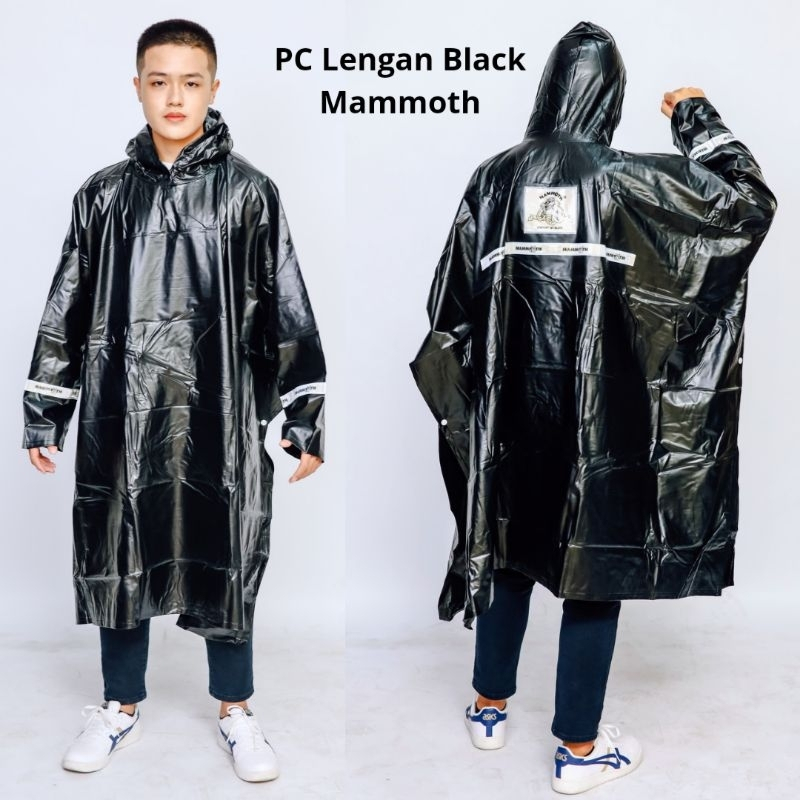 Jas Hujan Mantel Mantol PONCHO PONCO Lengan Tangan Panjang BLACK Model Kalong Lebar Tebal Kuat