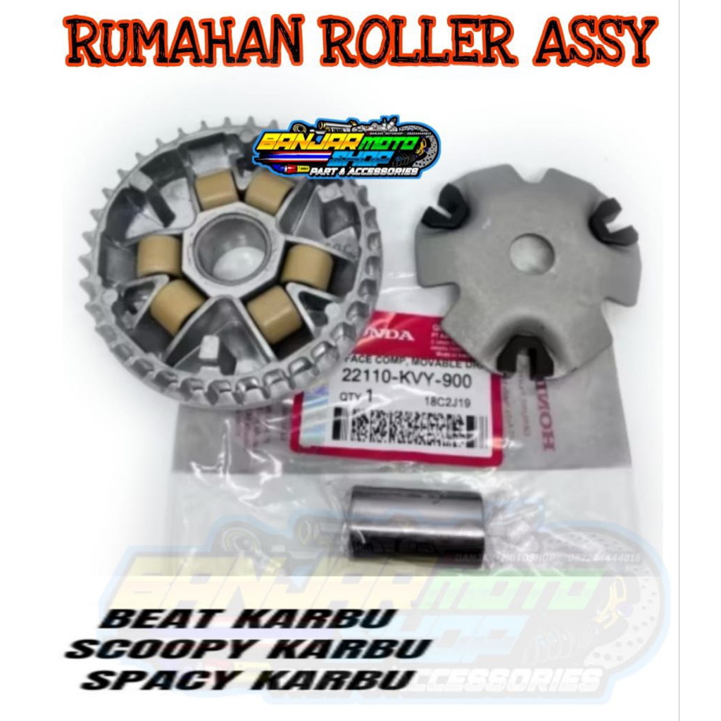 (KVY) RUMAHAN ROLLER ASSY / RUMAH ROLLER SET SCOOPY KARBU BEAT KARBU SPACY KARBU