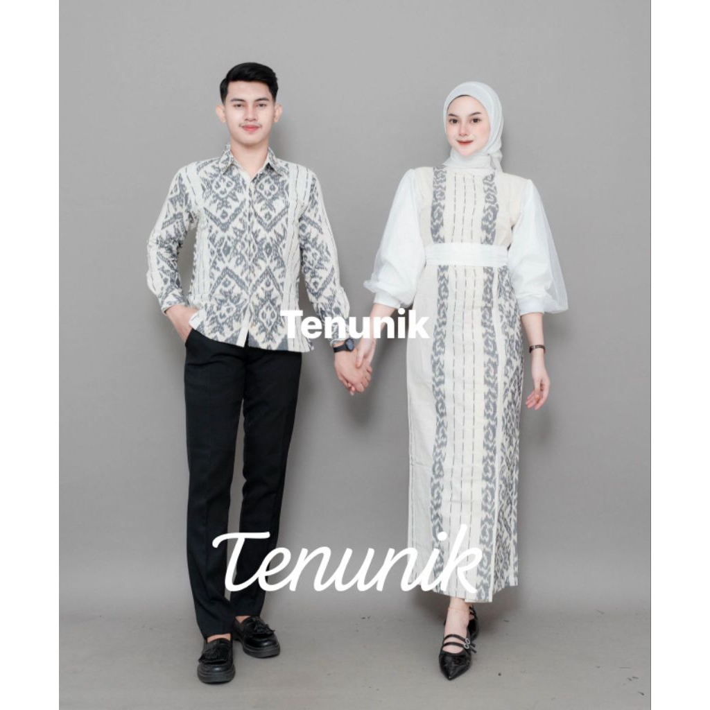 BAJU TENUN COUPLE PADMA WHITE - BAJU COUPLE - COUPLE TENUN - COUPLE KONDANGAN - DRESS KONDANGAN - CO