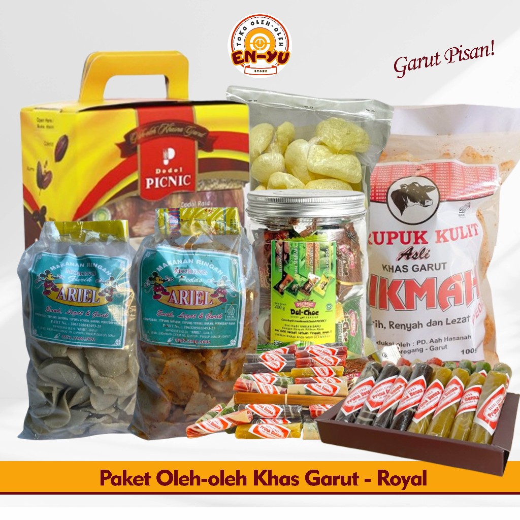 

Oleh-oleh Garut Paket Royal - Makanan Ringan Dodol Keripik Moring Kerupuk Kulit Sapi KERUPUK Kerbau