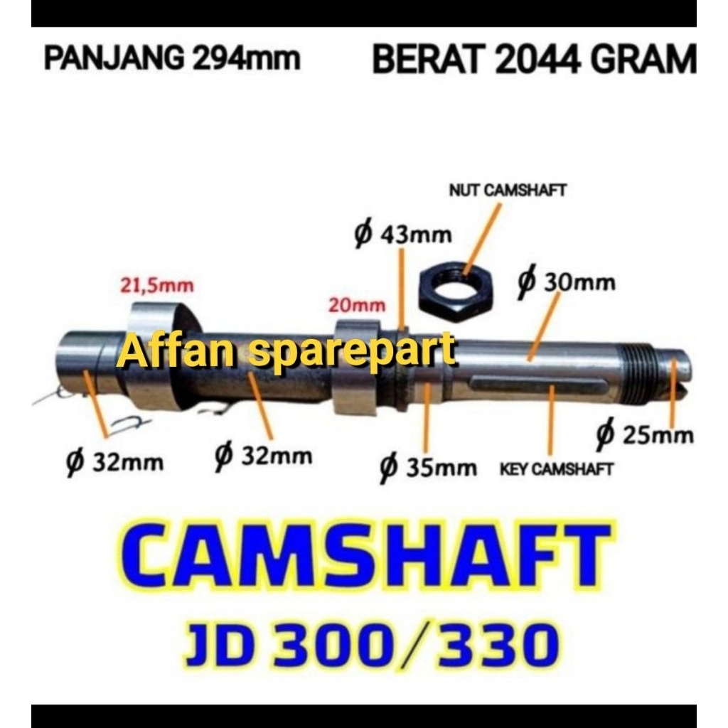 JD 300 - JD 330 NOKEN AS CAMSHAFT UNTUK MESIN DIESEL JIANGDONG ( 30 PK ) ORIGINAL JIANGDONG
