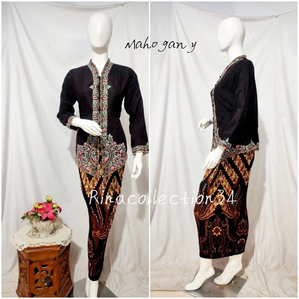 Kebaya. Kebaya encim. Kebaya encim azura pola. Kebaya encim bordir. Kebaya bordir. kebaya panca warn