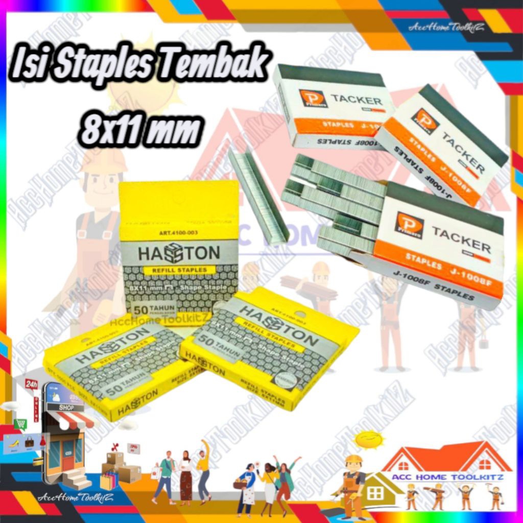 

Isi Staples / Staple gun HASSTON PROHEX 8MM X 11MM Isi 1000ps/ TEBAL 0,7MM