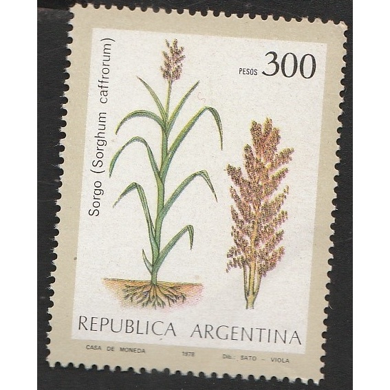 

a 11354 SATU BUAH PRANGKO ARGENTINA NOMINAL 300 PESOS TEMA TANAMAN SORGO DENGAN KONDISI BELUM ADA CAP