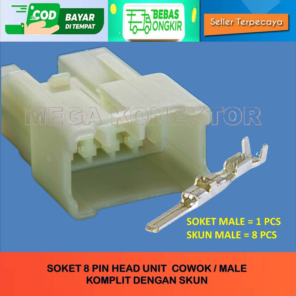 SOKET KABEL 8 PIN SOKET HU 8 PIN SOKET MOBIL 8 PIN SOKET TAPE MOBIL 8 PIN MALE  / Socket 8 Pin