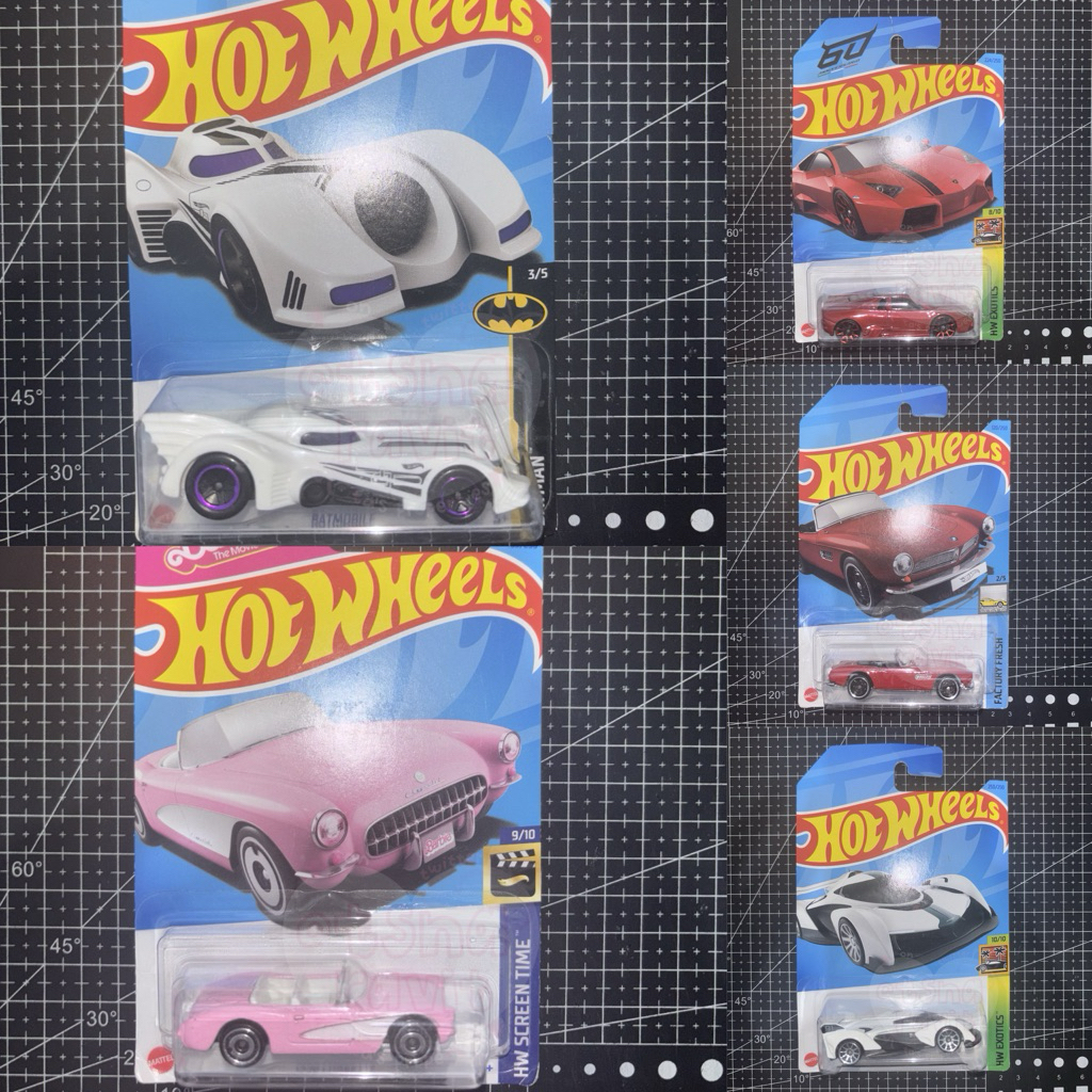 HOT WHEELS LAMBORGHINI RENVENTON MCLAREN SOLUS GT BMW 507 BATMOBILE 1956 CORVETTE HW EXOTICS FACTORY