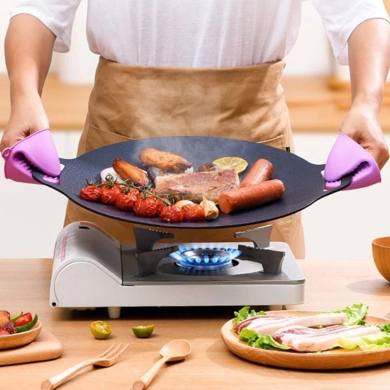 Wajan Konduksi panggangan jumbo 34cm Wajan Besi BBQ Korea anti lengket
