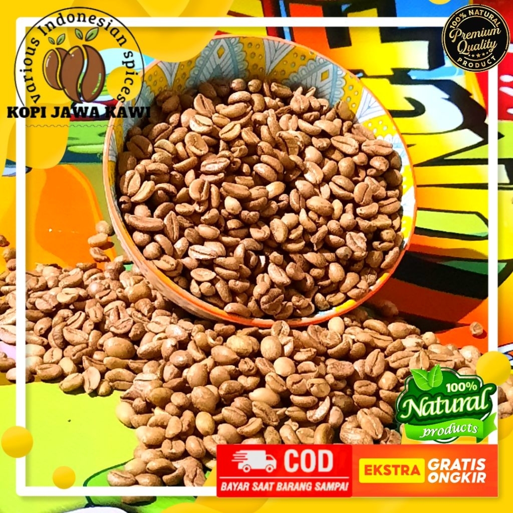 

Biji Kopi Green Bean Natural Robusta Premium 100% Coffee Tua Super Full Washed Gunung Kawi 1Kg