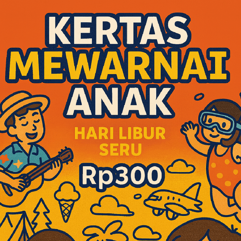 

Kertas Mewarnai Anak A5 Tema Hari Libur Seru - Rp300 per Lembar Minimal 10 Lembar