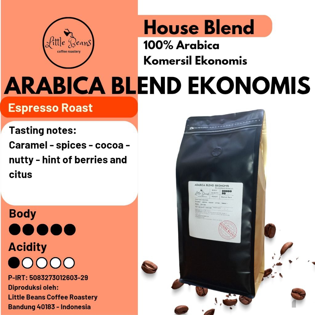 

Kopi House Blend Arabica Ekonomis 100% Arabica/Arabika 1kg/500gr Biji/Bubuk