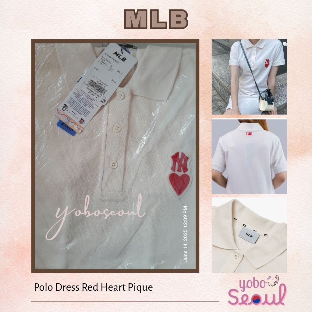 YBSeoul - MLB Polo Dress Red Heart Pique - White