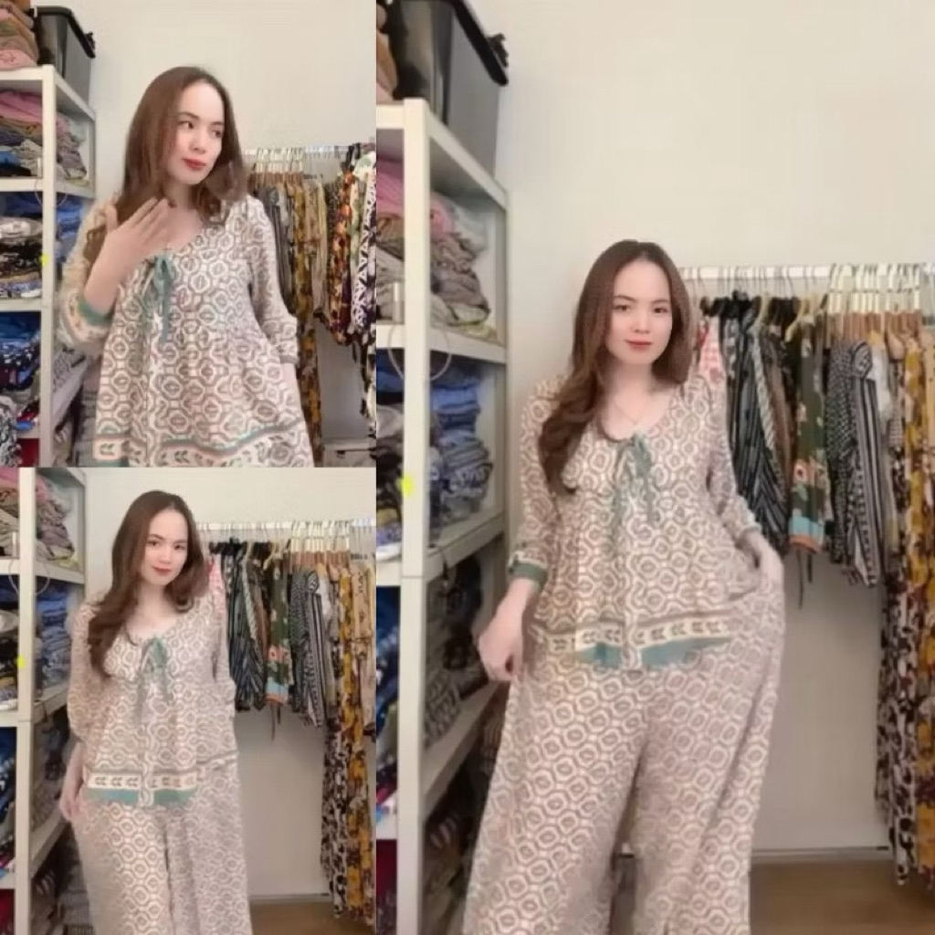 ONE SET FUJI PREMIUM SETELAN WANITA RAYON MOTIF TERBARU / ONESET BABYDOLL