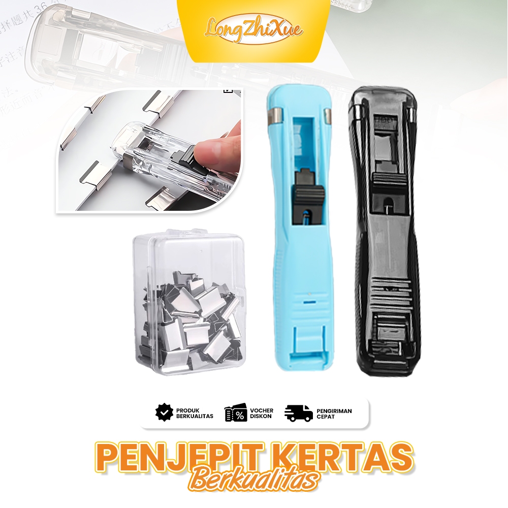 

【Gratis 50 klip】Alat jepit dokumen, pengganti stapler alat kantor, penjepit kertas, klip multifungsi