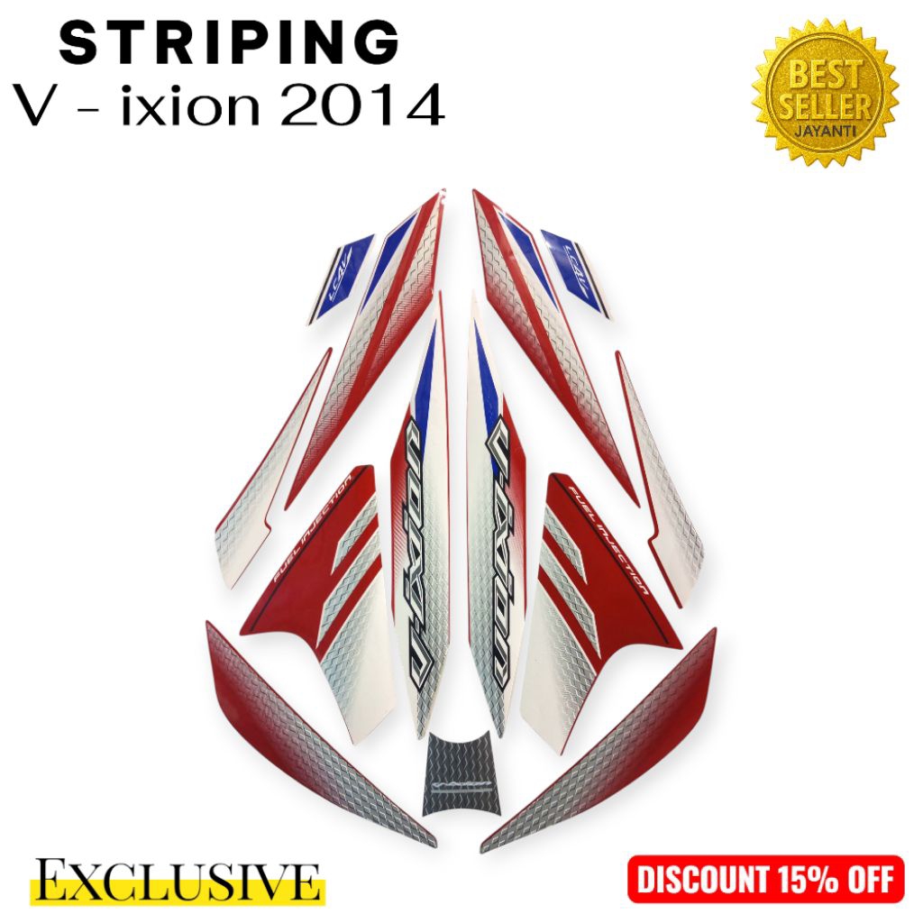 Stiker Striping Skotlet Body Yamaha Vixion 2014 Merah | Lis Motor Sport Desain Karbon Keren
