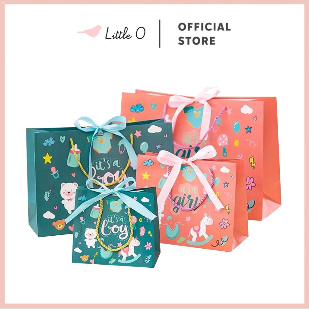 

LITTLE O Boy Girl LOVELY Paper Bag Kantong Kertas Ultah Souvenir Anak Goodie Bag