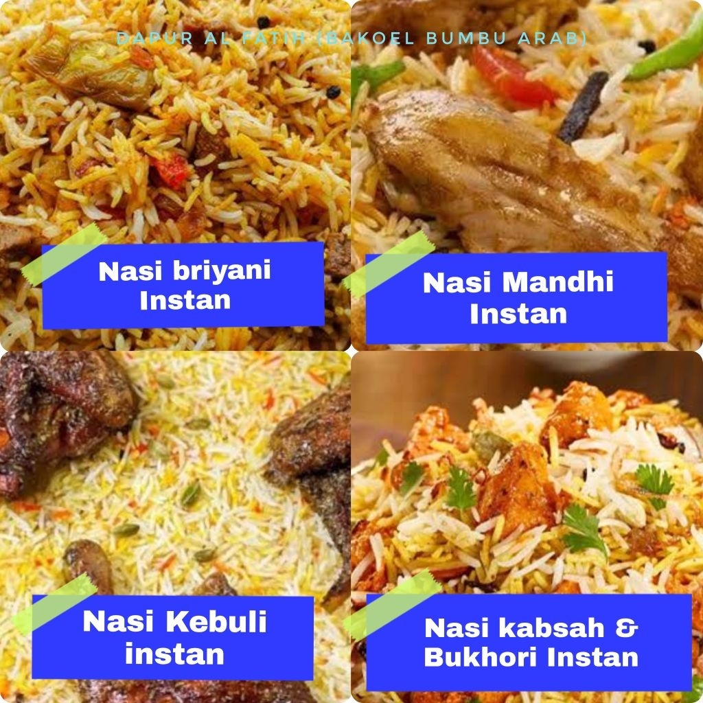 

Basmati Premium 200gr dan Bumbu Instan Nasi Biryani, kebuli, mandhi, kabsah, bukhori (PAKET HEMAT)