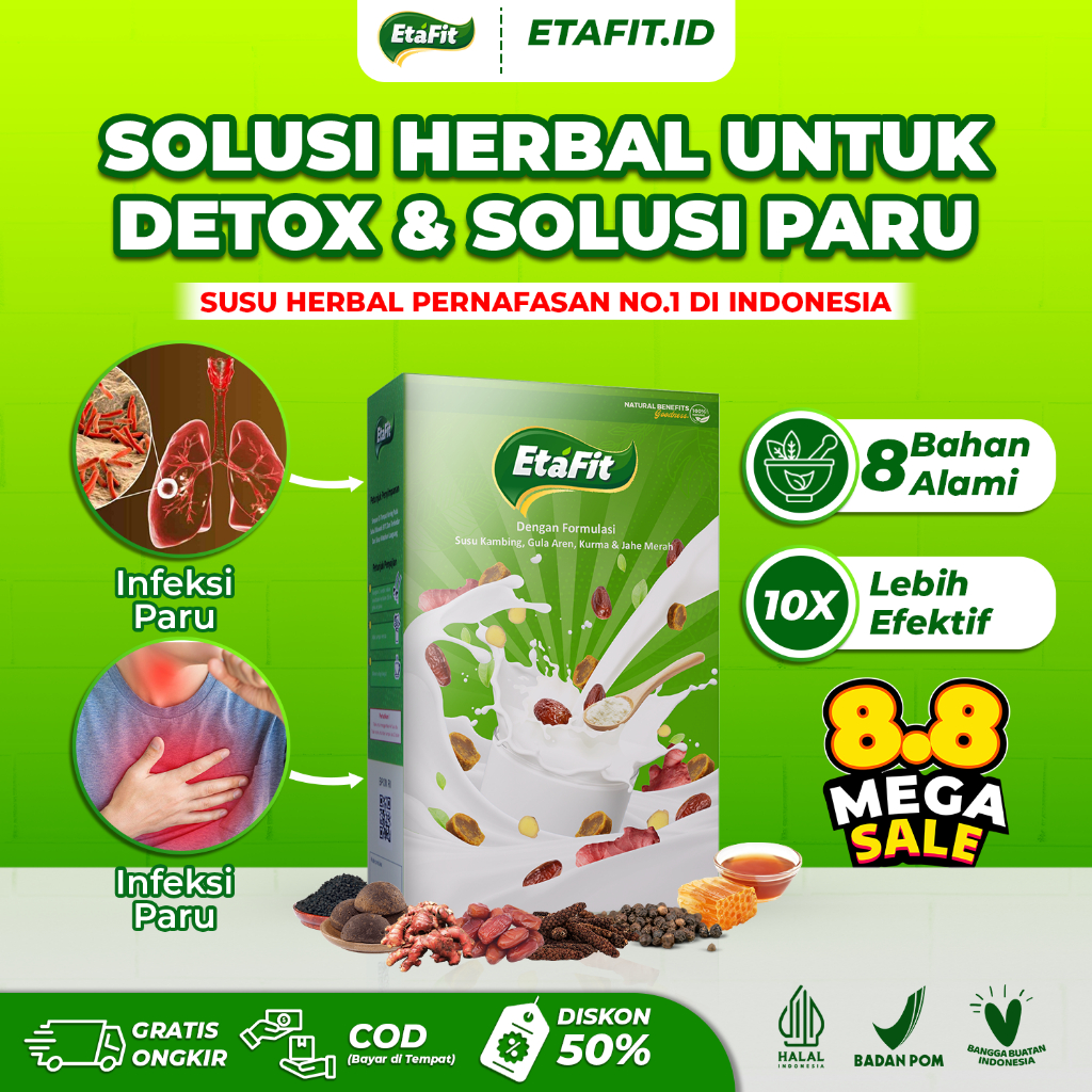

ETAFIT Susu Kambing Etawa Bubuk - Solusi Untuk Detox Infeksi Paru Paru Basah Bronkitis TBC Asma ISPA