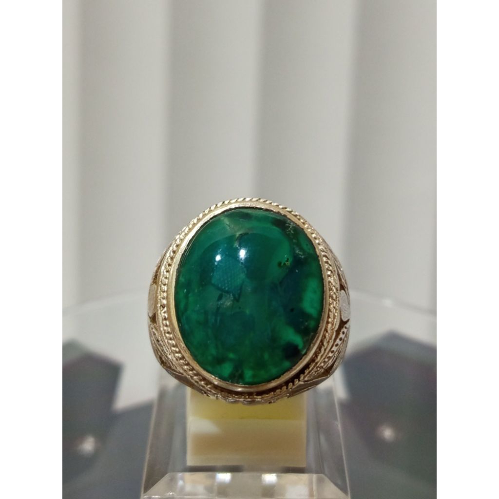 CINCIN BATU AKIK BACAN GULAU KURA RING PERAK AJIB