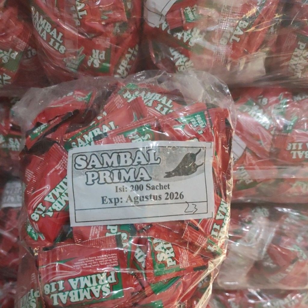 

saos sachet/sambal prima isi 200pcs saos prima 118 SAOS PRIMA MERAH 1kg