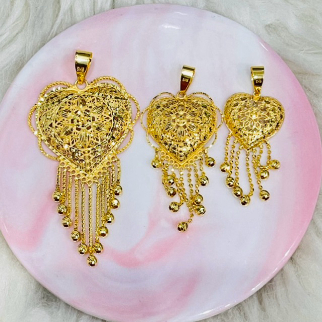 liontin love kerawang rumbai mewah elegant emas asli kadar 700