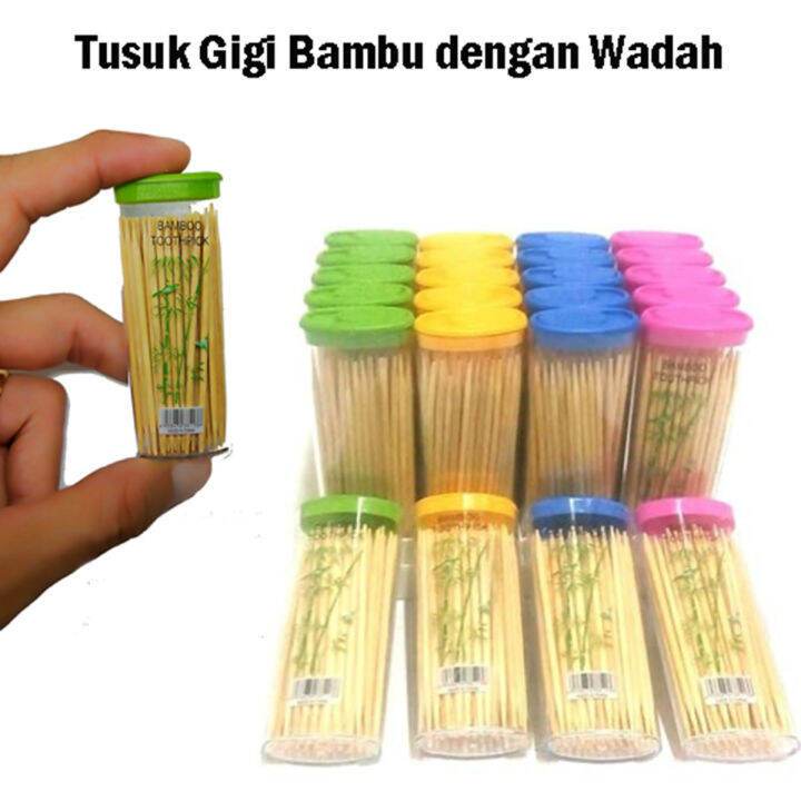 1 Pack - Tusuk Gigi Bambu  Dengan Wadah Model Korek Api Tusuk Gigi Wadah Mini Bambu Portable | AIO