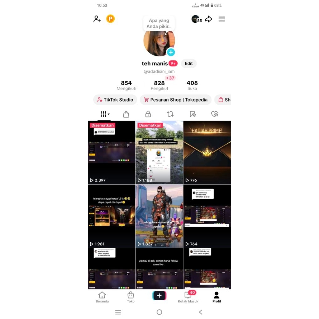 AKUN TIK TOK AFFILIATE NO PELANGGARAN