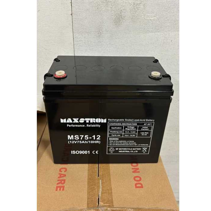 Aki Kering Solar Panel UPS Battery VRLA 12V 75Ah AGM Deep Cycle Maxstrom