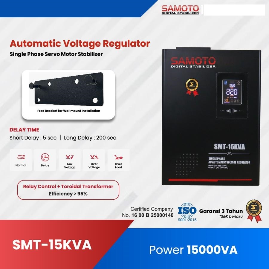 Digital Stabilizer Samoto Stavol Listrik Single Phase 15000VA/15KVA AVR Servo Motor 15KVA SMT15KVA/S