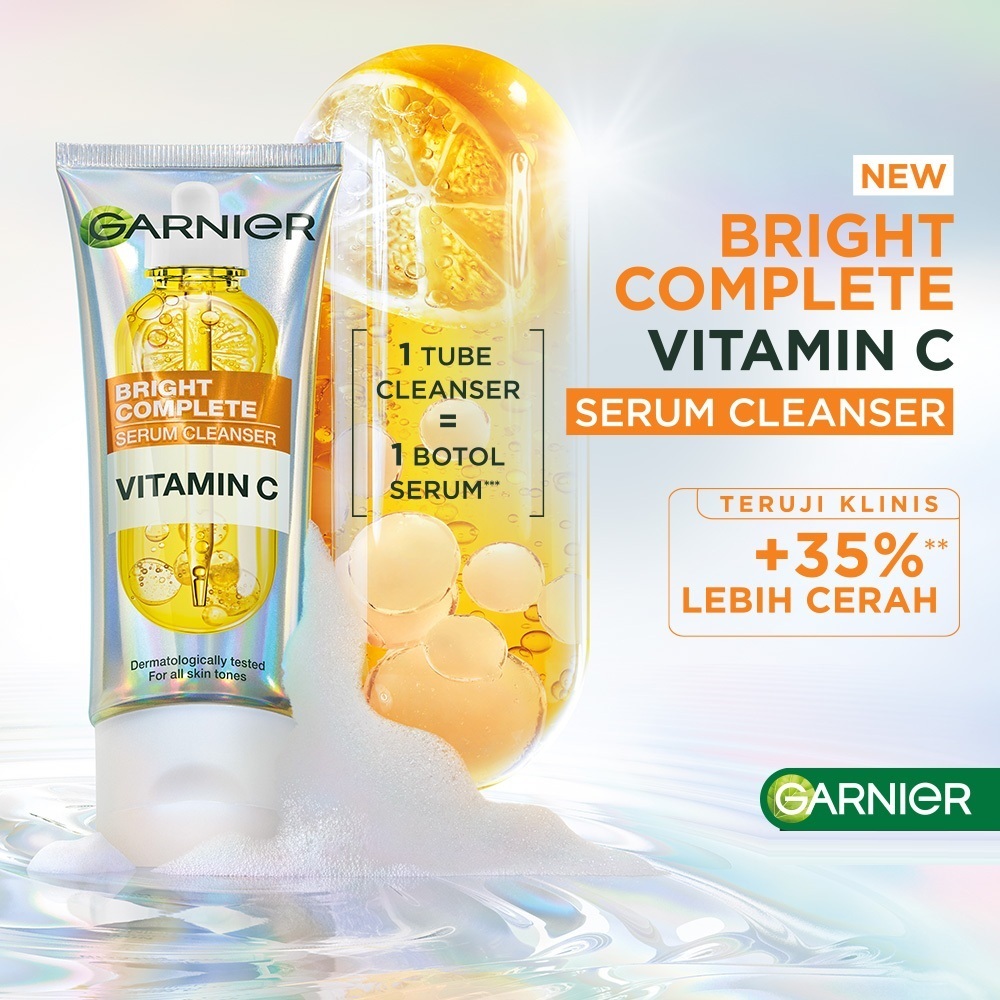 GARNIER Bright Complete Vitamin C Serum Cleanser 100mL || Pembersih Wajah Mencerahkan || Kemasan Hol