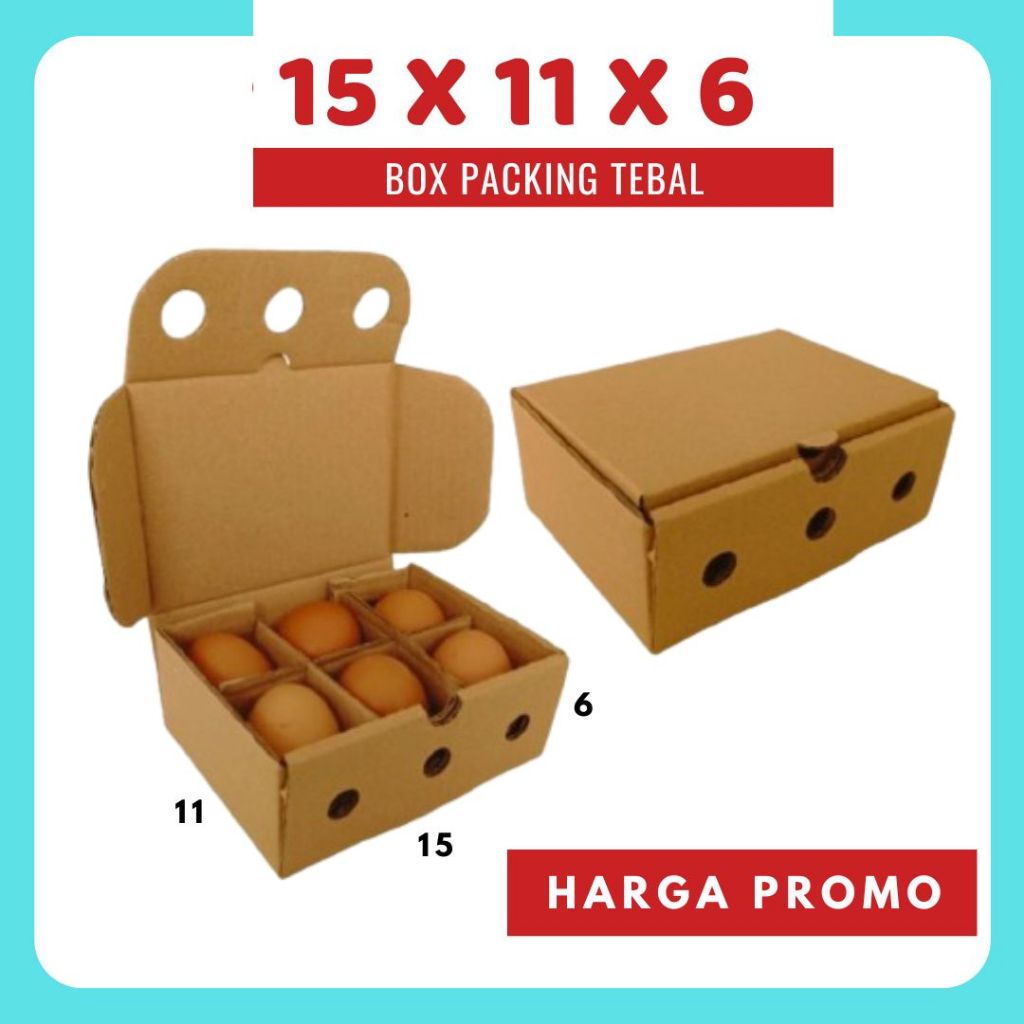 

Box telur 15x11x6 LD Kardus Telur isi 6 Packing Kotak Dus Telur Asin Tray Endog Endok Diva Box