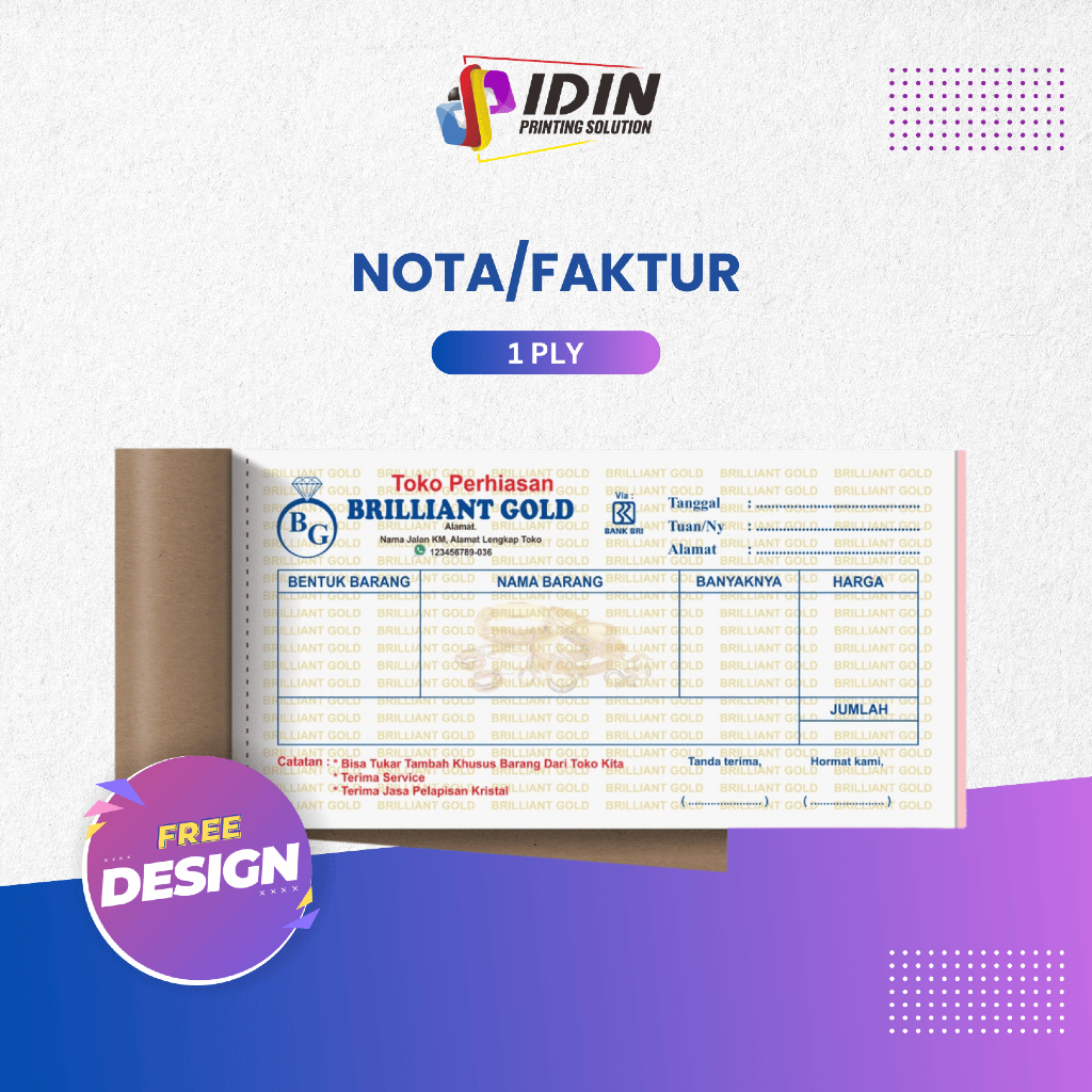 Faktur Kwitansi NCR Toko Emas 3 Warna Full Color