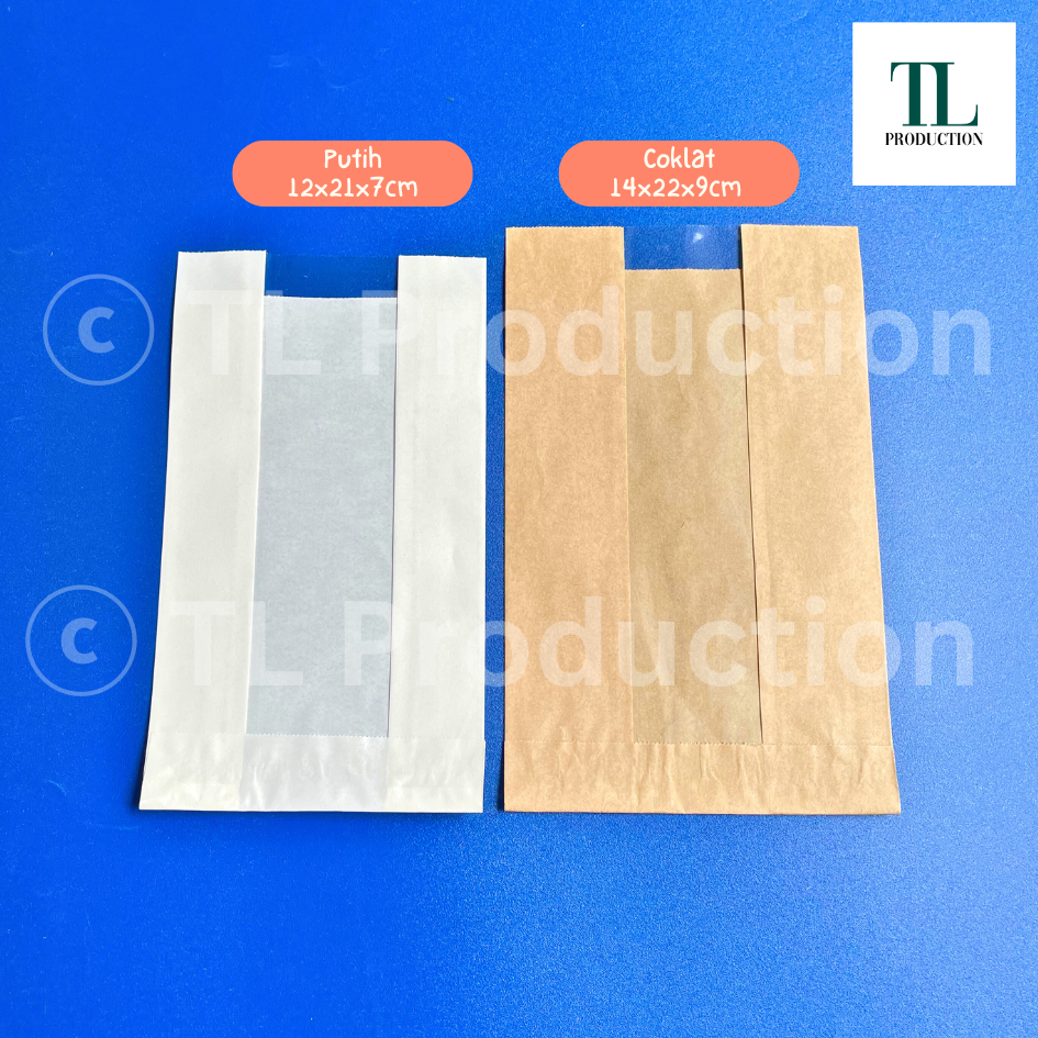 

100pcs Satchel Bag Window Coklat 14x22x9cm Putih 12x21x7cm - Kantong Roti / Paper Bag / Kantong French Fries Putih Coklat Kantong Kertas Kentang Goreng Paper Bag Snack Paper Bag Window - Kantong Kertas Jendela Paper Bag Jendela - Kantong Gorengan Kertas
