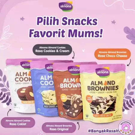 

Almona - Almond Cookies & Almond Brownies 50g - Snack Sehat