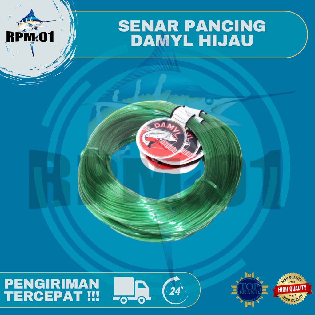 SENAR PANCING NYLON MERK DAMYL WARNA HUJAU UKURAN 20-150 LBS (1 PACK = 300 M)