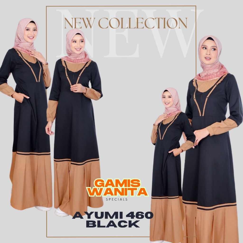 BAJU DRESS GAMIS WANITA ETHICA AYUMI 460 BLACK  / BAJU DRESS GAMIS KATUN VALDENA CASUAL & SIMPLE