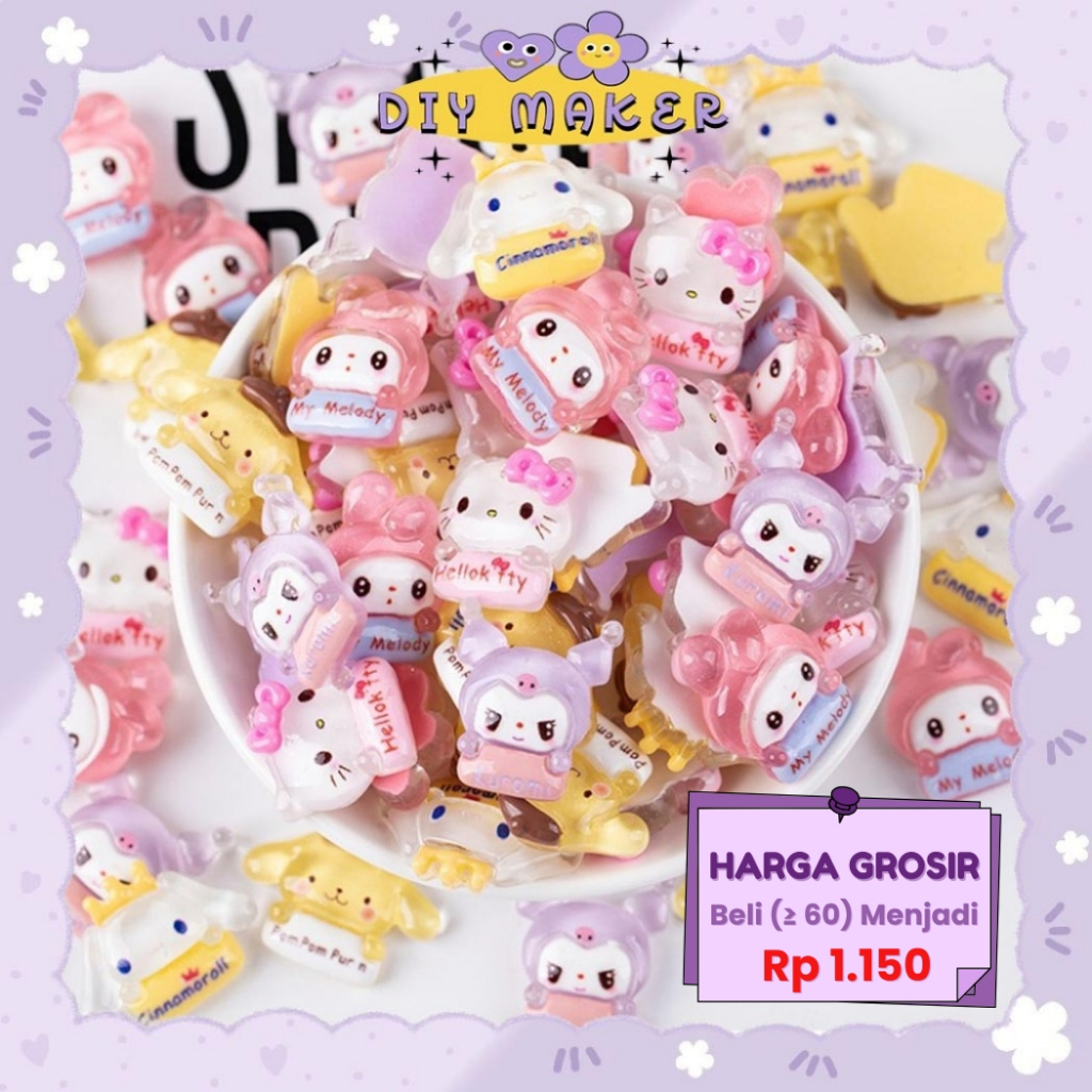 

DM Stiker 3D Clay Resin Dekor DIY Gantungan Kunci Kotak Pensil Botol STICKER MINI SANRIO DIY 3D-009