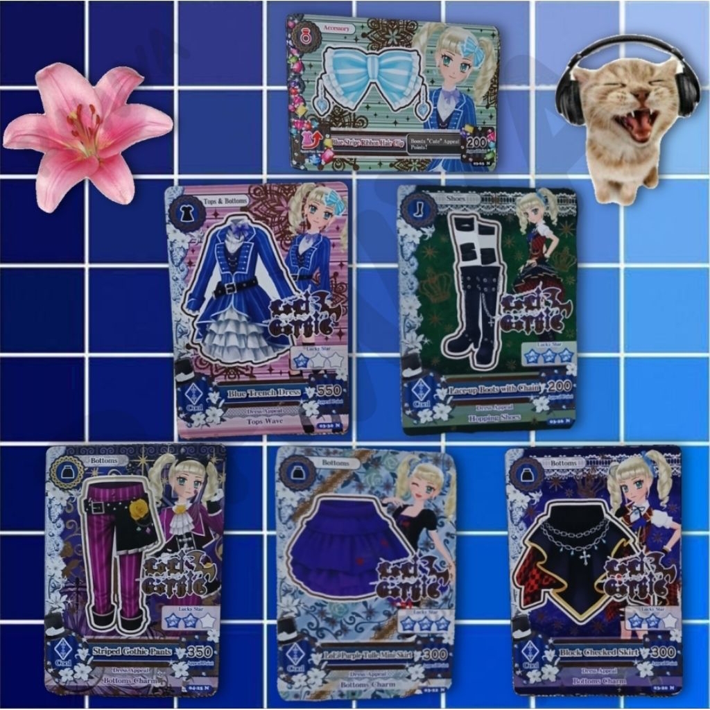 Aikatsu Card Normal Yurika Cool Blocked Checked Stripe Ghotic Blue Trench Satuan Set