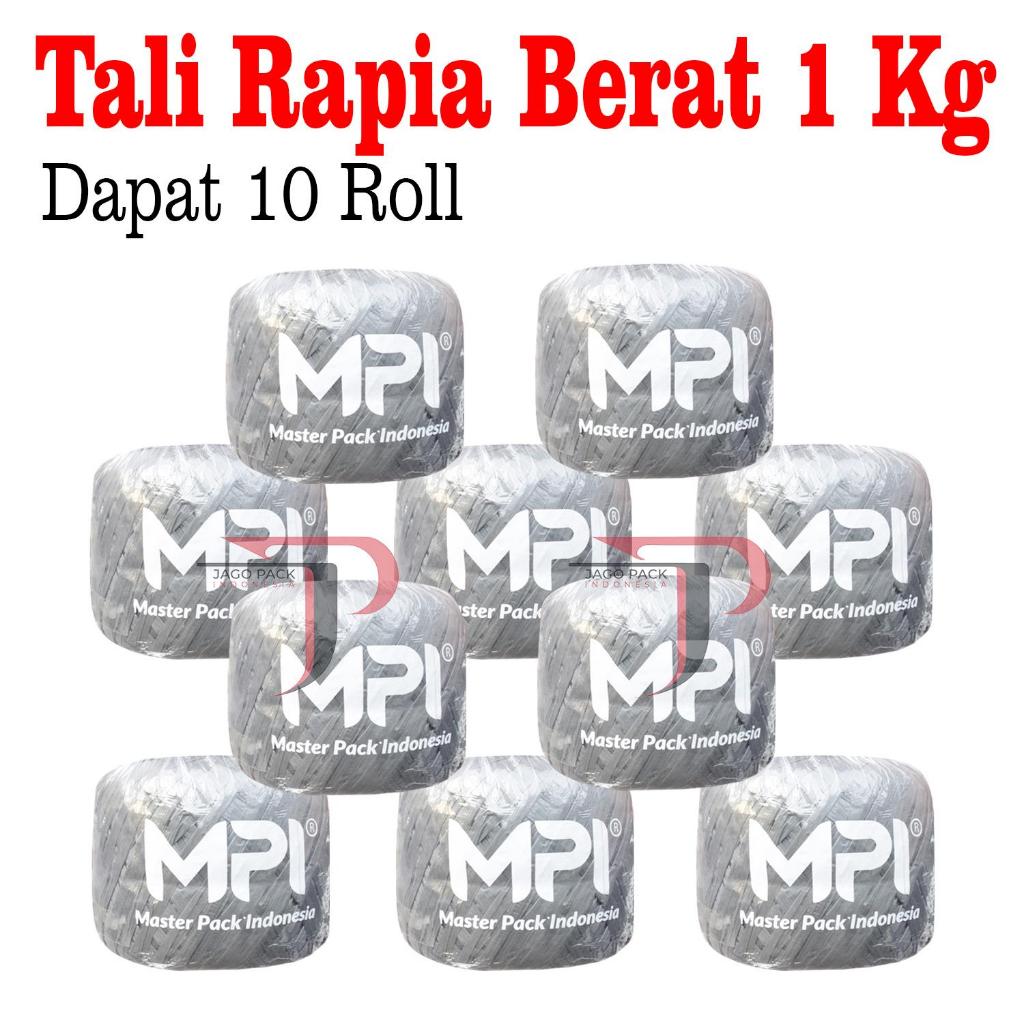 

10 ROLL - Tali Rafia Abu Abu 1 Kg - Tali Plastik MPI - Tali Rapia Warma Abu