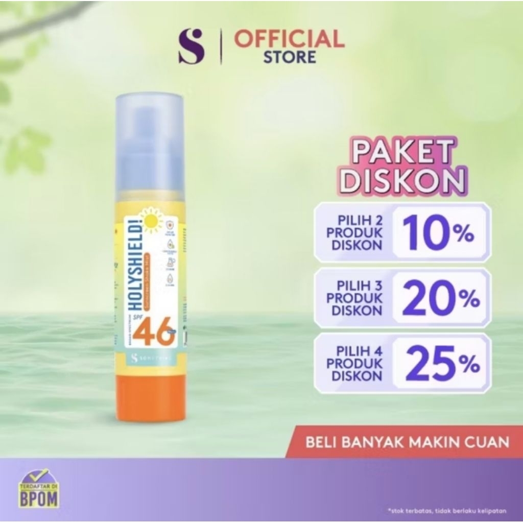 Cuci gudang Somethinc holyshield sunscreen shake mist spf 46