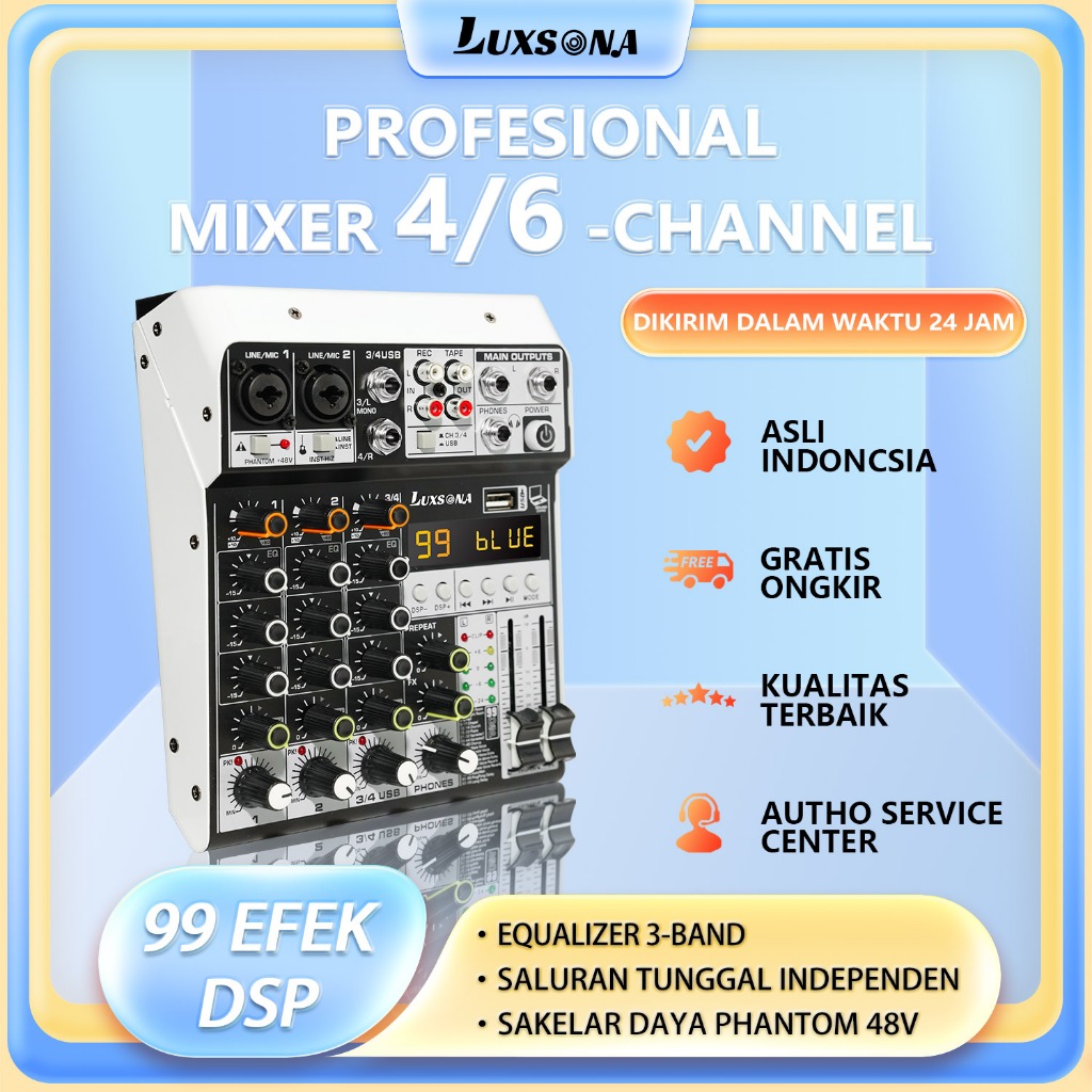 99DSP profesional mixer audio/4 chanel misker mini/mixer audio murah/mixer rekaman USB bluetooth