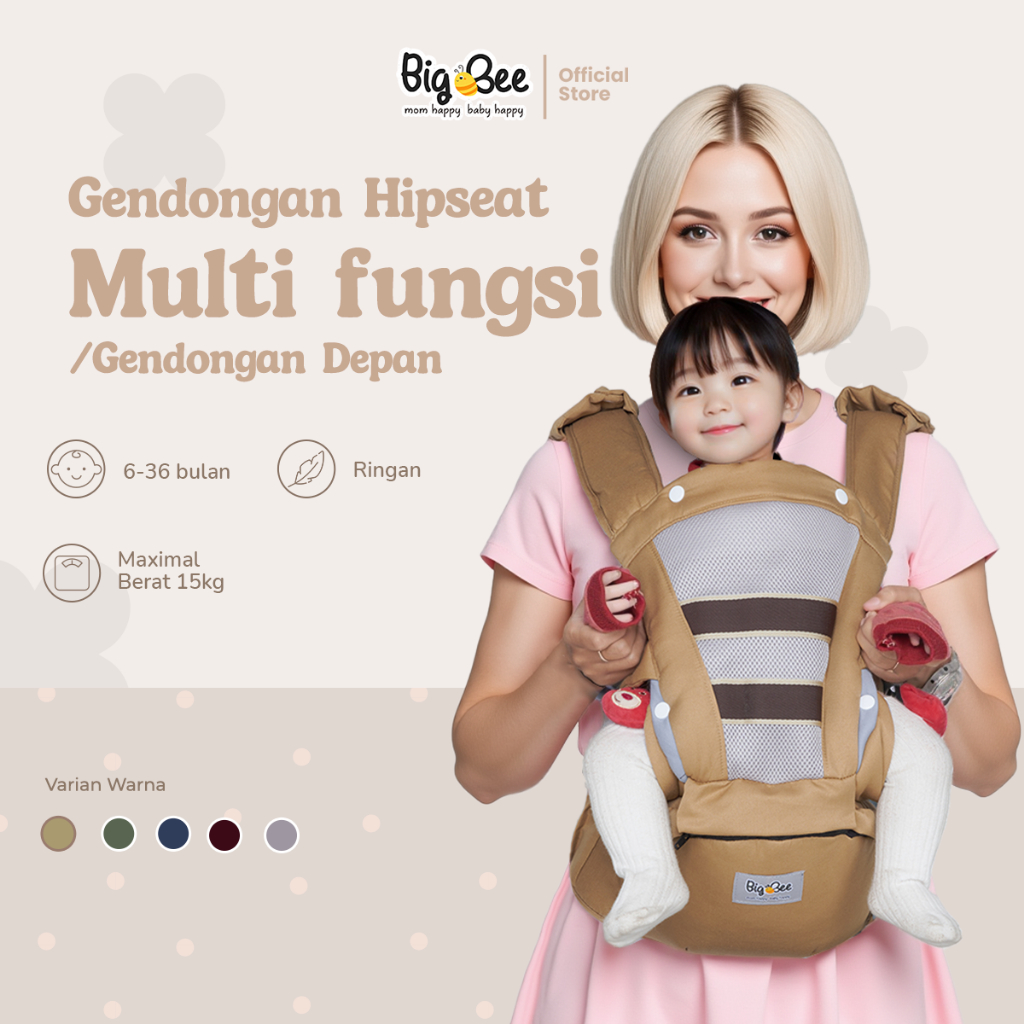 Terlaris! Bigbee Gendongan Hipseat Bayi Depan Multifungsi Premium