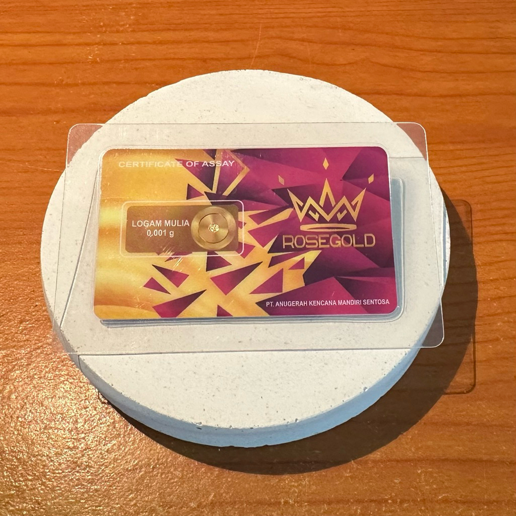Emas ROSEGOLD 0.001 gram Logam Mulia – Emas Mini Terkecil dengan Sertifikat Asli
