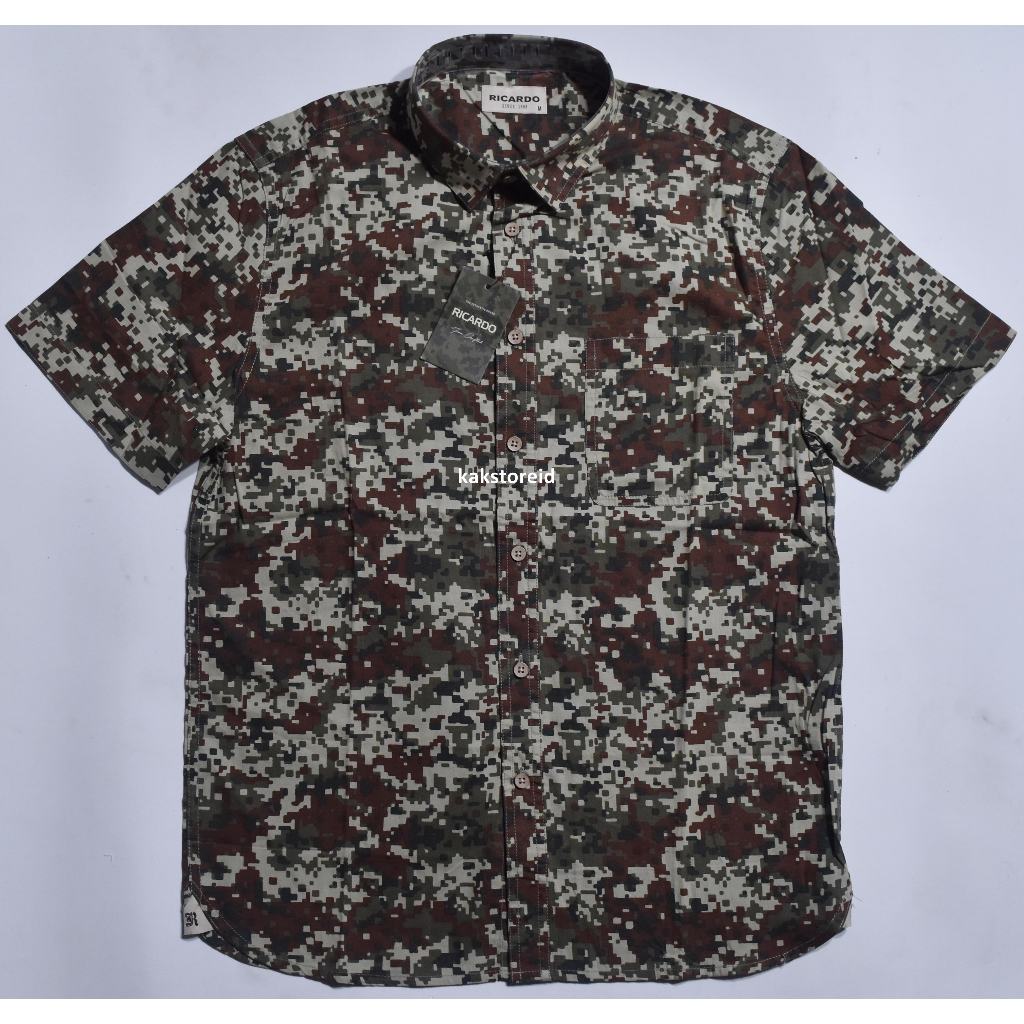 Kemeja Pria RICARDO Lengan Pendek Hijau Motif Abstrak KRD 06 #Kemeja Murah