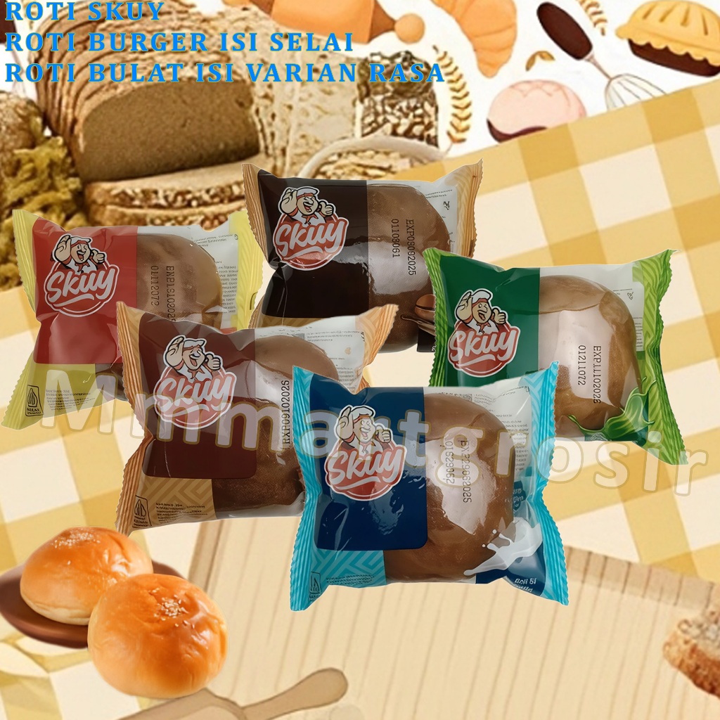 

Roti Skuy / Roti Burger Isi Selai / Roti Bulat Dengan Isian Varian Rasa / 52gr